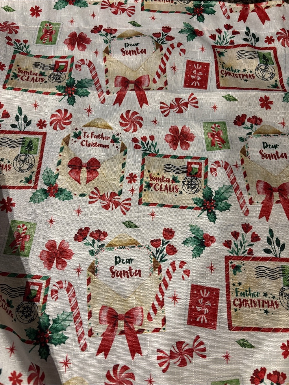 Holiday Letters & Candy Pattern Christmas Valance Curtain - Red & Green